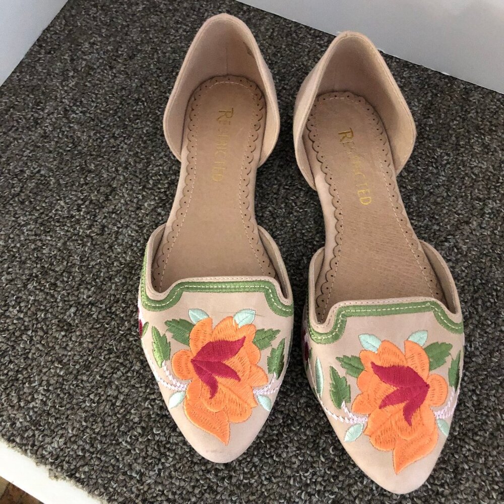 Restricted Brand Suede Slip-into Flats